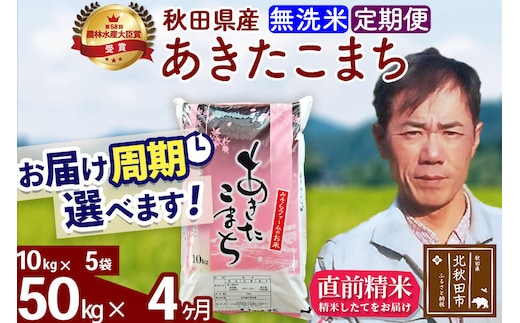 ※令和7年産※《定期便4ヶ月》秋田県産 あきたこまち 50kg【無洗米】(10kg袋) 2025年産 お届け周期調整可能 隔月に調整OK お米 みそらファーム [みそらファーム 秋田 お米 あきたこまち 米どころ 東北 北秋田市 秋田県産 冷めてもおいしい おにぎり おむすび お弁当 白米]