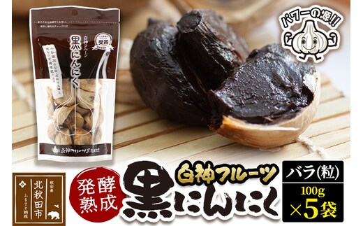 白神フルーツ黒にんにくセットＤ（バラ粒 100g×5袋）秋田県産 熟成 小分け 詰合せ 詰め合わせ 健康 美容 黒ニンニク