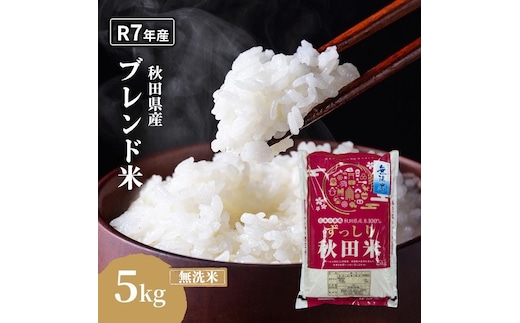 令和7年度産 ブレンド米 無洗米 5kg 精米 米 コメ お米 生活応援米 おこめ ご飯 ごはん 秋田県産 秋田 にかほ