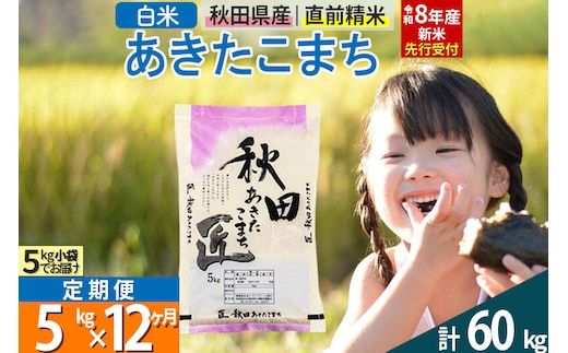【白米】＜令和8年産 新米予約＞ 《定期便12ヶ月》秋田県産 あきたこまち 5kg (5kg×1袋)×12回 5キロ お米 匠