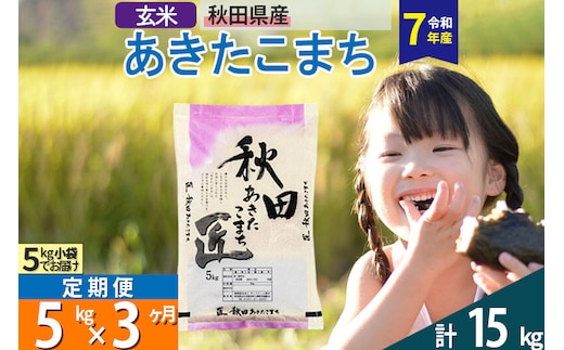 【玄米】＜令和7年産＞ 《定期便3ヶ月》秋田県産 あきたこまち 5kg (5kg×1袋)×3回 5キロ お米 匠