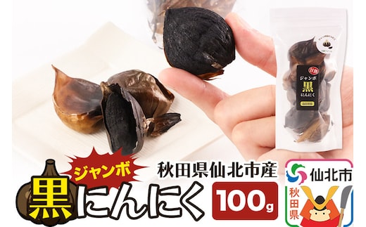 秋田県仙北市産 ジャンボ黒にんにく 100g×1パック＜ゆうパケット＞ [秋田県産 仙北市産 ニンニク 熟成 ジャンボ 大きい グミ食感]