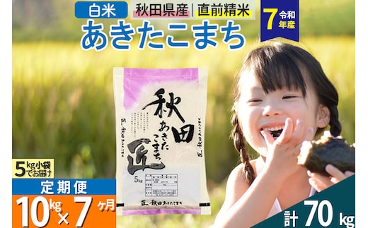 【白米】＜令和7年産＞ 《定期便7ヶ月》秋田県産 あきたこまち 匠 10kg (5kg×2袋)×7回 10キロ お米