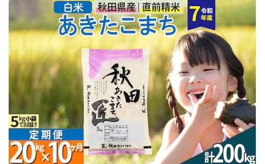 【白米】＜令和7年産＞ 《定期便10ヶ月》秋田県産 あきたこまち 匠 20kg (5kg×4袋)×10回 20キロ お米