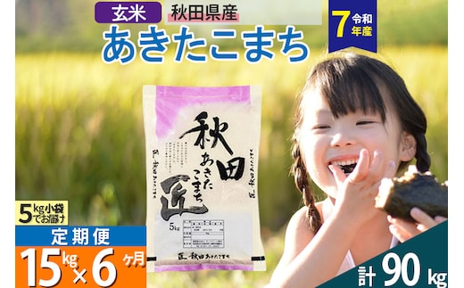 【玄米】＜令和7年産＞ 《定期便6ヶ月》秋田県産 あきたこまち 匠 15kg (5kg×3袋)×6回 15キロ お米