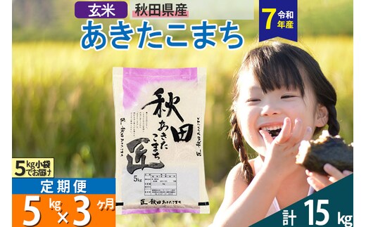 【玄米】＜令和7年産＞ 《定期便3ヶ月》秋田県産 あきたこまち 5kg (5kg×1袋)×3回 5キロ お米 匠