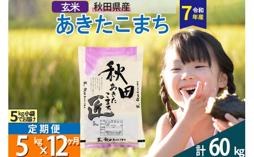 【玄米】＜令和7年産＞ 《定期便12ヶ月》秋田県産 あきたこまち 5kg (5kg×1袋)×12回 5キロ お米 匠