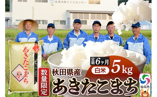 《定期便6ヶ月》【白米】令和8年産 あきたこまち 5kg（5kg×1袋）×6回 精米 秋田県仙北市産 5キロ [新米 食味ランキング 特A 通算23回 産地 秋田県 仙北市 産米 お米]