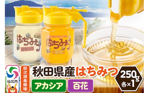 秋田県産はちみつ（アカシア・百花）250g×各1本 化粧箱入り 詰め合わせセット 田沢湖養蜂場