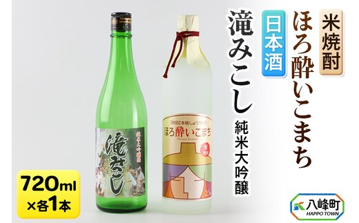 日本酒 純米大吟醸「滝みこし」＆米焼酎「ほろ酔いこまち」セット 各720ml