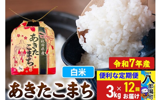 《定期便12ヶ月》 あきたこまち 3kg×1袋【白米】令和7年産 秋田県産 こまちライン