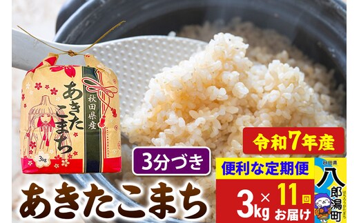 《定期便11ヶ月》 あきたこまち 3kg×1袋【3分づき】令和7年産 秋田県産 こまちライン