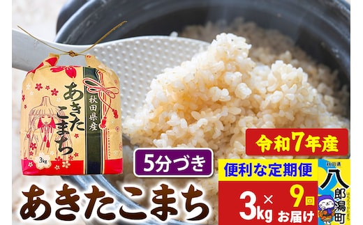《定期便9ヶ月》 あきたこまち 3kg×1袋【5分づき】令和7年産 秋田県産 こまちライン