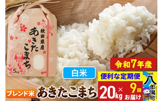 《定期便9ヶ月》【新米】 あきたこまち ブレンド米 20kg【白米】令和7年産 秋田県産 こまちライン