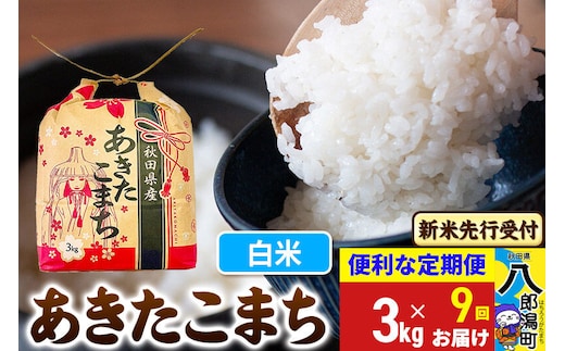 《令和8年産 新米受付》《定期便9ヶ月》あきたこまち 3kg×1袋【白米】令和8年産 秋田県産 こまちライン [新米 先行受付 こまちライン あきたこまち ブランド米 お米 白米 精米 米どころ 秋田 秋田県産]