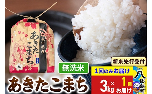 《令和8年産 新米受付》あきたこまち 3kg×1袋【無洗米】令和8年産 秋田県産 こまちライン [新米 先行受付 こまちライン あきたこまち ブランド米 お米 白米 精米 米どころ 秋田 秋田県産]