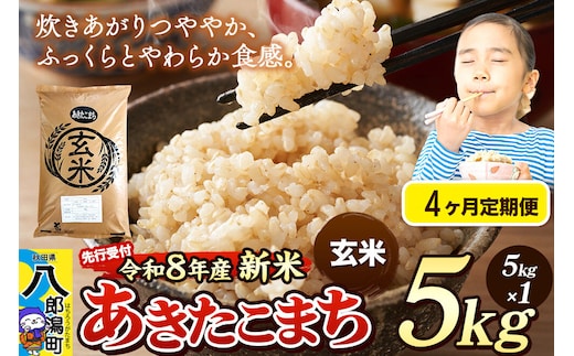 《令和8年産 新米受付》《定期便4ヶ月》米 あきたこまち 5kg【玄米】秋田県産 [新米 先行予約 先行受付 米 コメ 玄米 あきたこまち おいしい 美味しい 安全 自然の恵み]