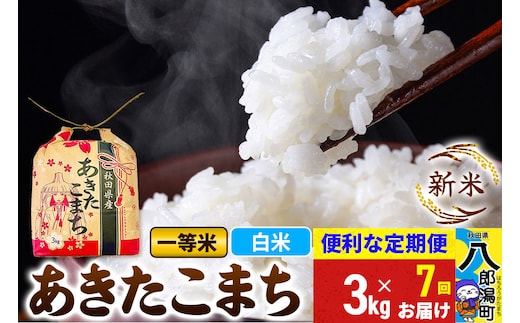 《新米》《定期便7ヶ月》あきたこまち 一等米 3kg×1袋【白米】 令和8年産 秋田県産 こまちライン [新米 こまちライン あきたこまち ブランド米 お米 白米 精米 米どころ 秋田 秋田県産]