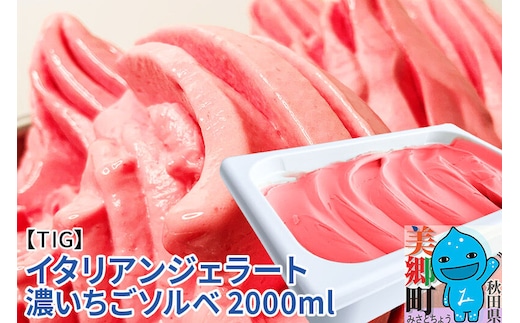ジェラテリア TiG（ティグ）イタリアンジェラート 無着色・無香料 濃いちごソルベ 2000ml（2L） [無着色 無香料 国産 秋田県産 イチゴ いちご 果物 フルーツ]