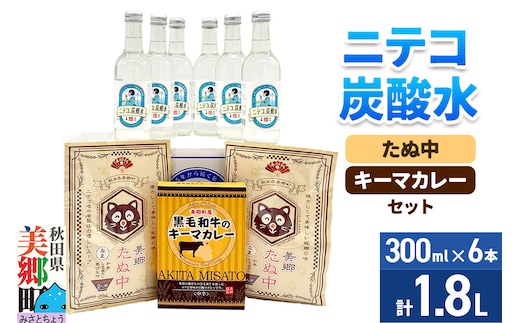 ニテコ炭酸水6本とたぬ中・キーマカレーのセット 炭酸飲料 カレー キーマカレー レトルト 中華麺