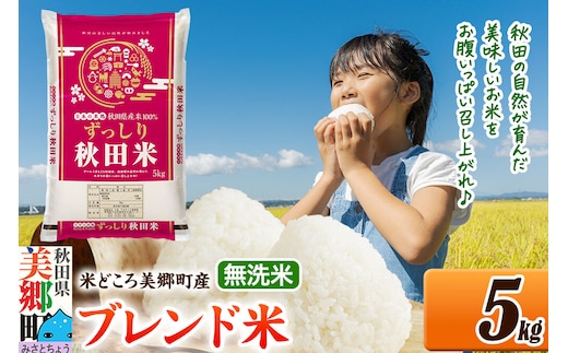 米 ブレンド米【無洗米】精米 5kg（5kg×1袋）秋田県美郷町産 [5kg袋 お米 こめ ご飯 ごはん 米どころ 秋田県産 美郷町]