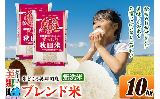米 ブレンド米【無洗米】精米 10kg（5kg×2袋）秋田県美郷町産 [5kg袋 お米 こめ ご飯 ごはん 米どころ 秋田県産 美郷町]