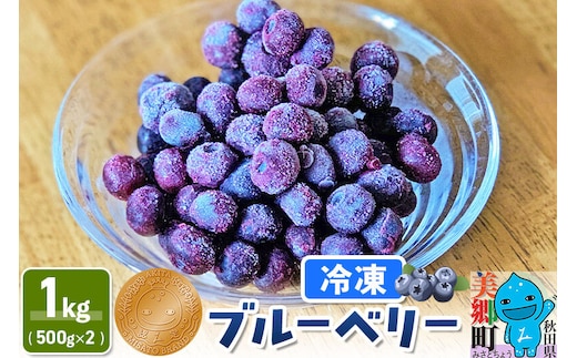 くろかわ農園 冷凍ブルーベリー 1kg（500g×2パック） 秋田県美郷町 [摘みたて ブルーベリー 新鮮 その他のフルーツの返礼品]
