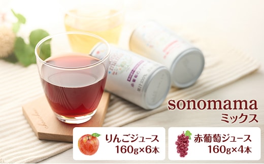 「sonomama」ミックス（160g×10本） りんごジュース 赤ぶどうジュース ジュース 飲料 