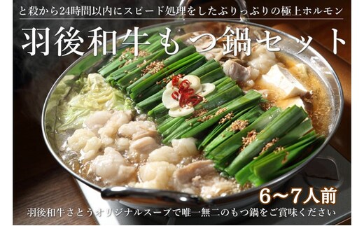 羽後和牛もつ鍋セット6～7人前 しょうゆ味 鍋物 グルメ 新鮮ホルモン 夕飯 集まり イベント 女子会 忘年会 新年会 鍋料理 