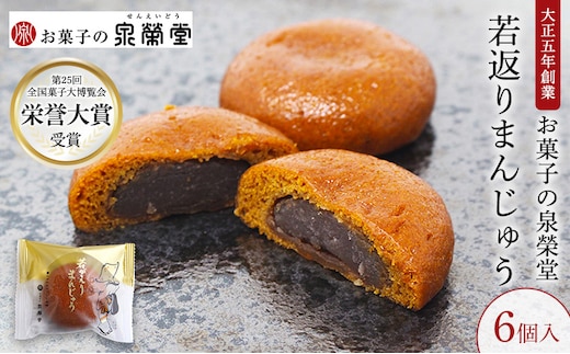 大正五年創業［お菓子の泉榮堂］若返りまんじゅう 6個入 しっとり もっちり 葛使用［第25回全国菓子大博覧会 栄誉大賞］【 和菓子 まんじゅう お菓子 スイーツ 秋田 羽後 】