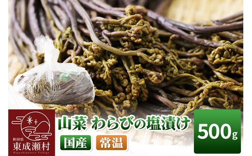 山菜 わらびの塩漬け 500g 秋田県 東成瀬村産 TAKAYA [山菜 国産 ワラビ わらび 塩漬け]