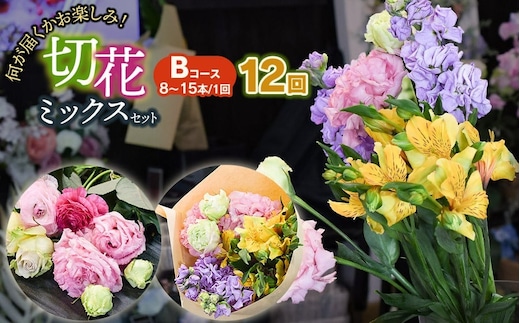 何が届くかお楽しみ★【12ヶ月定期便】鶴岡産切花ミックスセット Bコース 12回 花蔵（HANAZO） K-756
