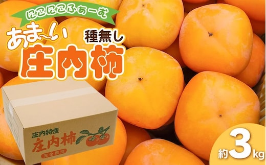 【令和8年産先行予約】にこにこふぁーむのあまーい種無し庄内柿 ホワイトリカー35度で渋抜き済 M～Lサイズ 約3kg（12～18個入）K-832