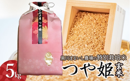 【令和7年産】 黒川まるいし農場の特別栽培米 つや姫 玄米 5kg 山形県鶴岡市産 K-742