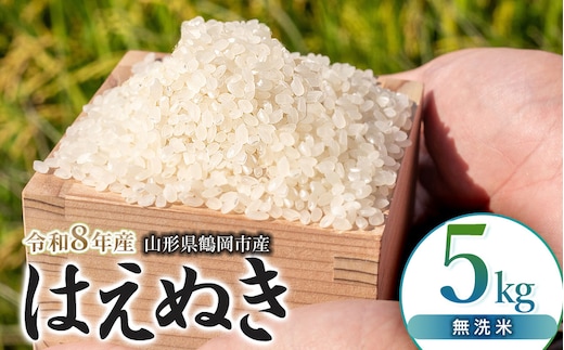 【令和8年産 新米】 馬町さくらファームのはえぬき 無洗米 5kg（5kg×1袋） 山形県鶴岡市 K-831 | 米 はえぬき お米 5キロ コメ こめ ご飯 ごはん ブランド米 米どころ 庄内米 国産 美味しい おいしい お取り寄せ 農家直送 お弁当 おにぎり おすすめ 人気 返礼品