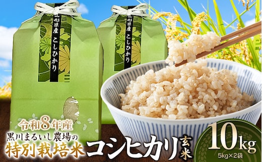 【令和8年産】 黒川まるいし農場の特別栽培米 コシヒカリ 玄米 10kg(5kg×2袋) 山形県鶴岡市産 K-874 | こしひかり 米どころ 庄内米 ブランド米 米 コメ こめ 精米 ご飯 ごはん 美味しい お取り寄せ 農家直送 東北 国産 おすすめ 人気 返礼品 2026年産