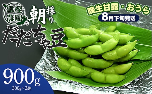 【令和8年産先行予約】 富樫農園の朝採りだだちゃ豆【8月下旬発送】900g（300g×3袋）晩生甘露・おうら K-820