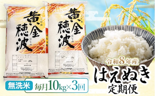 【令和8年産 新米】【3ヶ月定期便】はえぬき 無洗米10kg(5kg×2袋)×3回 山形県鶴岡市 らん工房 | 定期 10キロ 米 お米 おこめ コメ こめ 食品 ご飯 ごはん おいしい お取り寄せ 農家直送 お弁当 おにぎり 東北 国産 おすすめ 人気 返礼品