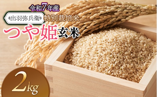 【令和7年産】【新米】特別栽培米 つや姫 【玄米】 2kg 山形県鶴岡市産 出羽弥兵衛