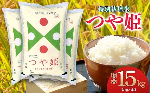 【令和7年産】 特別栽培米 つや姫 精米5kg×3袋 計15kg 山形県 庄内産 米食味鑑定士お薦め