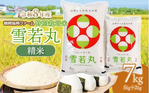 【令和8年産先行予約】 特別栽培米雪若丸 7kg (5kg+2kg) 山形県鶴岡産 鶴岡協同ファーム
