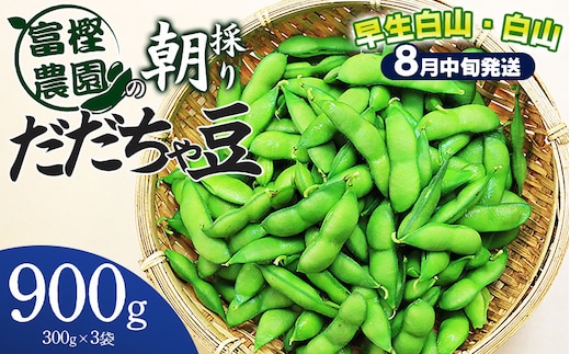 【令和8年産先行予約】 富樫農園の朝採りだだちゃ豆【8月中旬発送】900g（300g×3袋）早生白山・白山 K-820