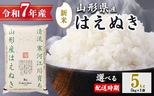 ＜ 2025年12月下旬＞ 令和7年産 はえぬき 5kg（5kg×1袋）清流寒河江川育ち 山形産はえぬき 2025年産 017-C-JA007-202512下