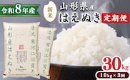 ＜ 2026年10月中旬より隔月3回 ＞【令和8年産 定期便】はえぬき計30kg！お米 定期便（10kg×3回）！清流寒河江川育ち 山形産はえぬき 2026年産　087-C-JA012-202610隔