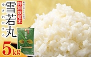 【特別栽培米】 山形県産 雪若丸 5kg 令和7年産【2025年11月より順次配送】 ／ 2025年産 白米 精米 お米 米 小分け ブランド米 ごはん 東北 国産 5キロ 山形県寒河江市　0175-C-JA041