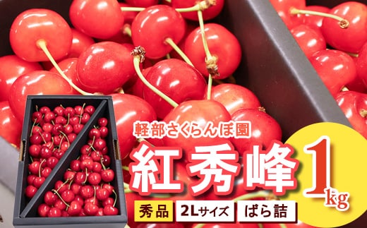 【先行予約】 山形県産 さくらんぼ 紅秀峰 2L 秀品 1kg （ばら詰 ) 令和8年産【2026年6月中旬頃～7月上旬頃発送予定】※配送不可 沖縄・離島 034-A-KB003