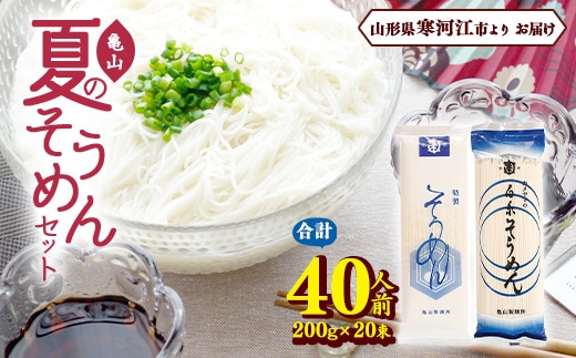 創業百年の老舗 夏のそうめんセット 40人前 (計20束) 亀山製麺所 013-F-KY009