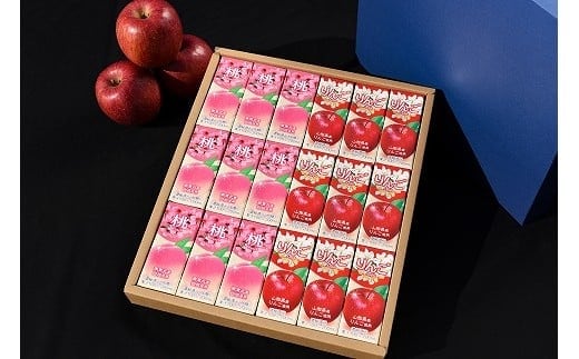 果汁100％ フルーツジュース 200ml×18本セット【りんご、桃】（紙パック）濃縮還元（加糖） 012-G-MB006