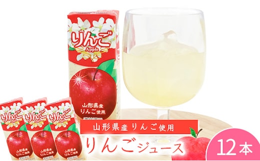 りんごジュース 200ml×12本セット 《簡易包装》 果汁100％ 紙パック 山形 りんご ジュース 008-G-MB010