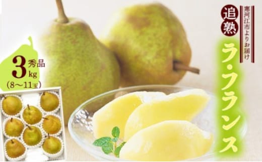 洋梨 「追熟 ラ・フランス」 3kg（8 - 11玉） 秀品 山形セレクション認定品 山形産 【2025年10月末頃から2026年1月頃発送予定】 012-B-MM025